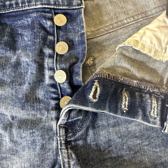 Express Blue High Waist Denim Shorts - Picture 2 of 6